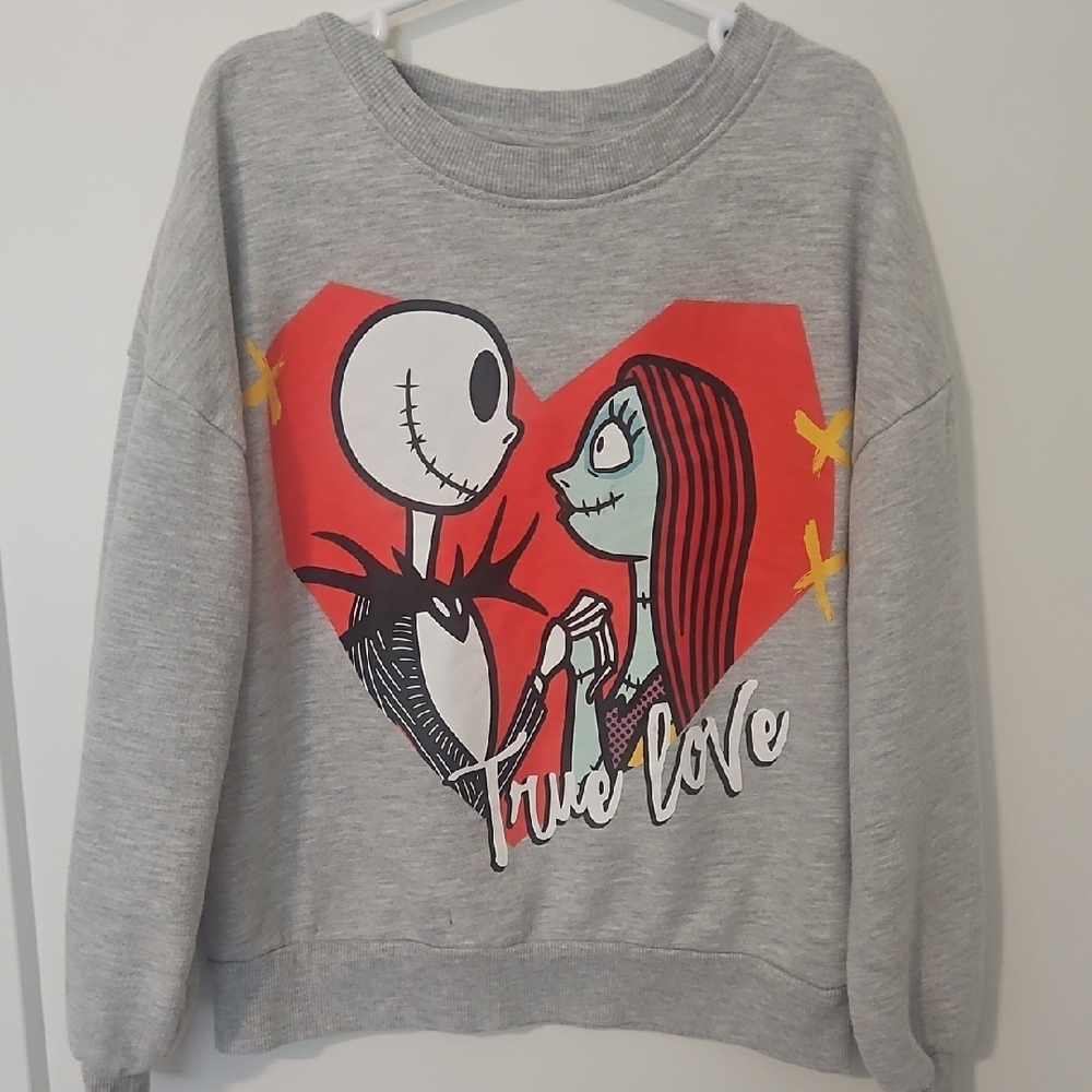 Disney Gray Nightmare Before Christmas Sweatshirt - Youth Medium